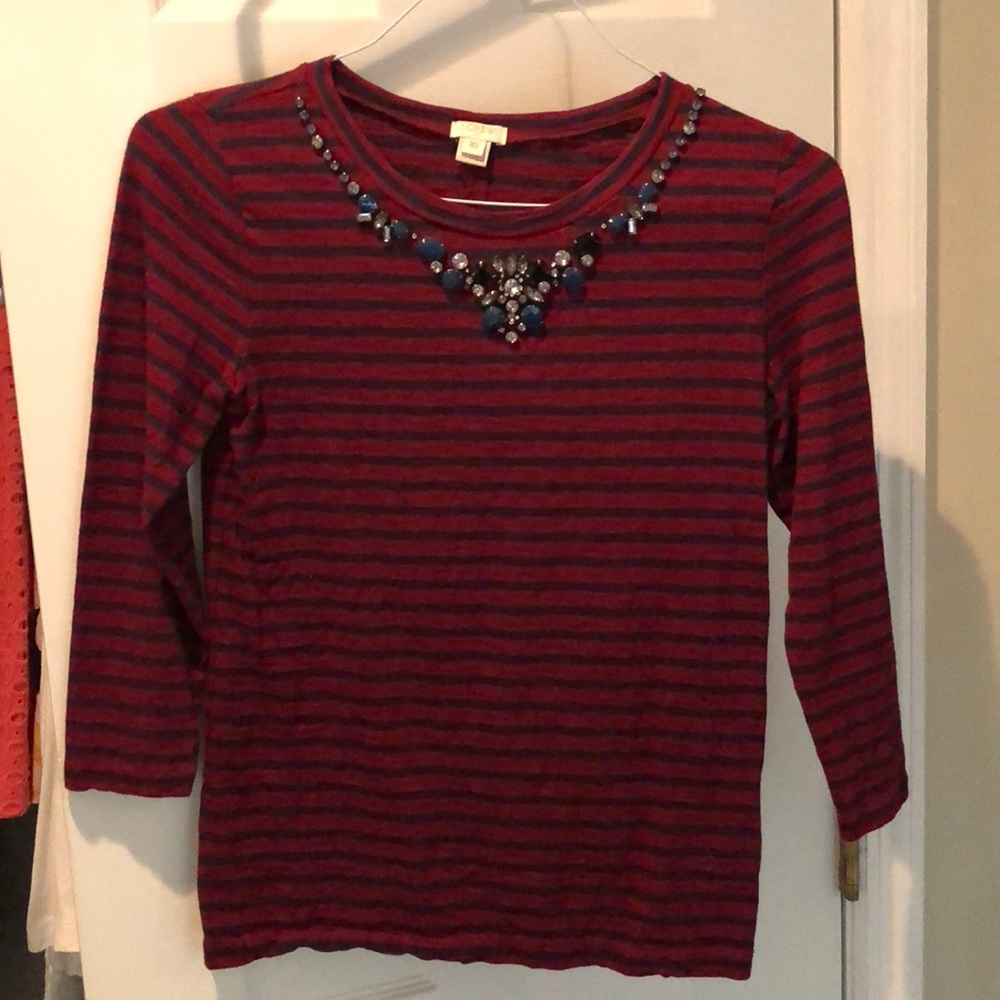 Jcrew factory stripe bejeweled top